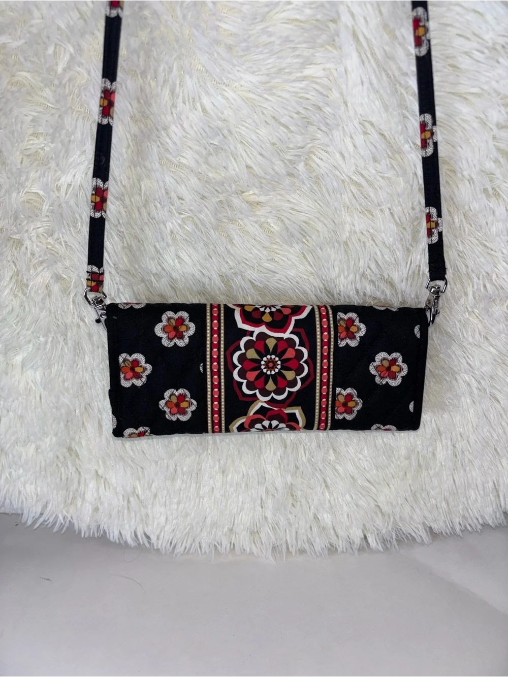 Vera Bradley Quilted Black Floral Crossbody Bag- Stylish Women's Bag